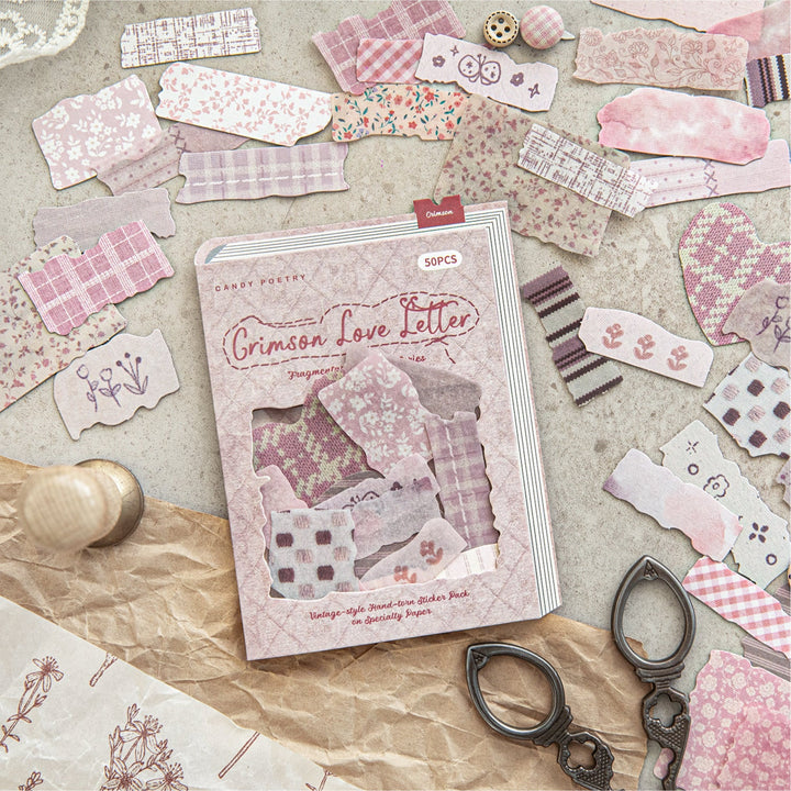 Mixed Material Fragmented Fabric Sticker Pack for Collage