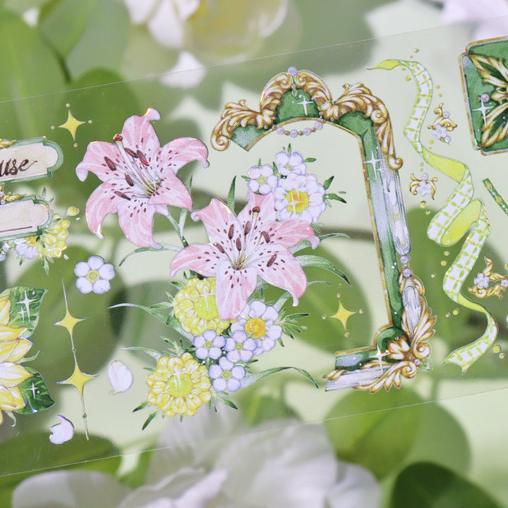 Monet Garden PET Tape Floral Border Design For Junk Journal