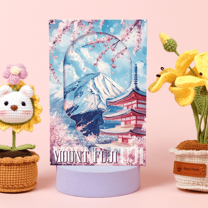 Mt Fuji Series Trifold Planner Hollow Magnetic Closure Japanese Style Aesthetic