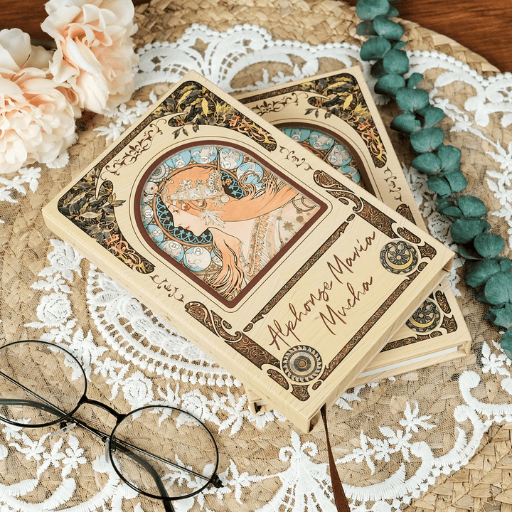 Mucha Illustration Series Vintage Trifold Planner with Magnetic Closure