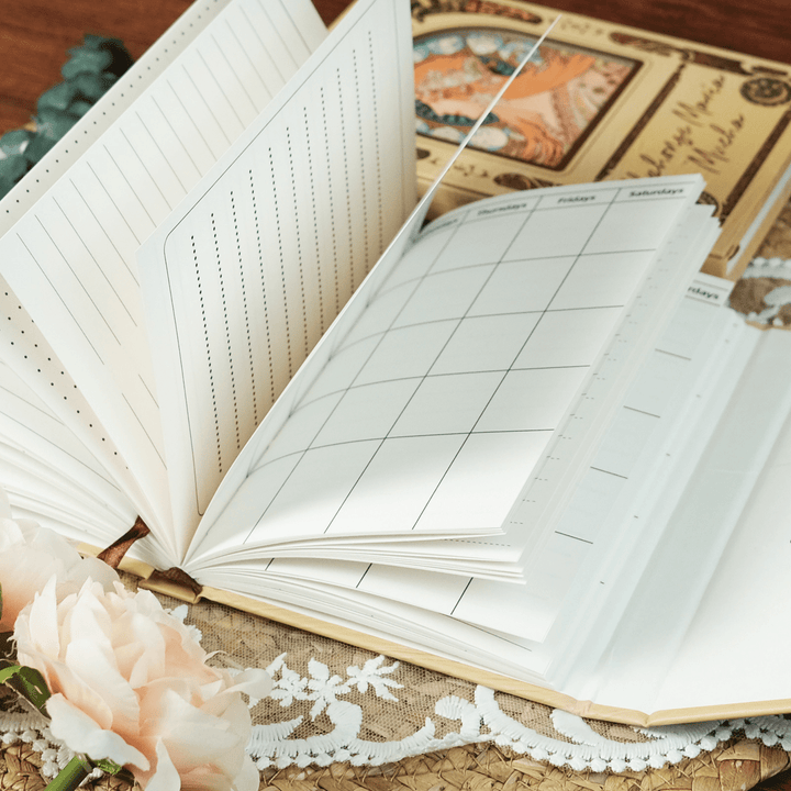 Mucha Illustration Series Vintage Planner Trifold Notebook for Personalization