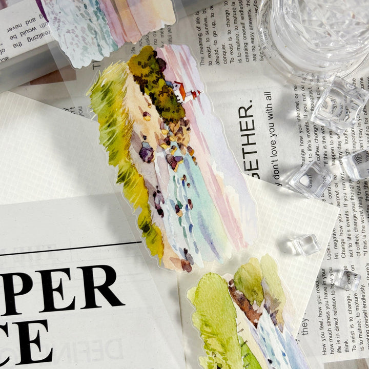 Natural Scenery PET Tapes Smoke Watercolor Ocean Theme for Junk Journal