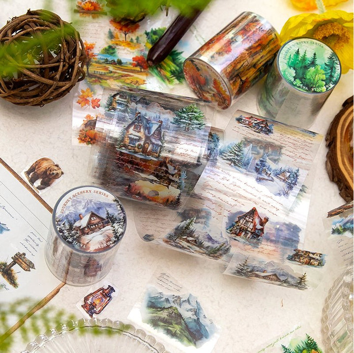 The Scenery of the Journey PET Tape for Four Seasons Scenery Collage