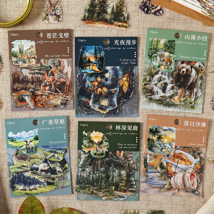 Light and Letterhead PET Stickers Landscape Design for Gift Wrap
