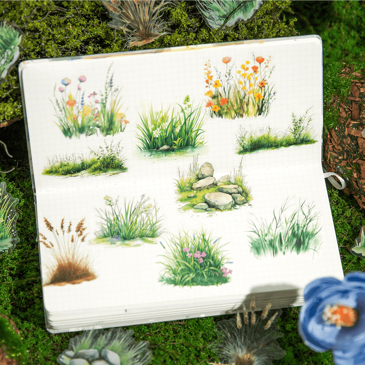 Nature PET Stickers Natural Growth Greenery Wall Elements Aesthetic Layout
