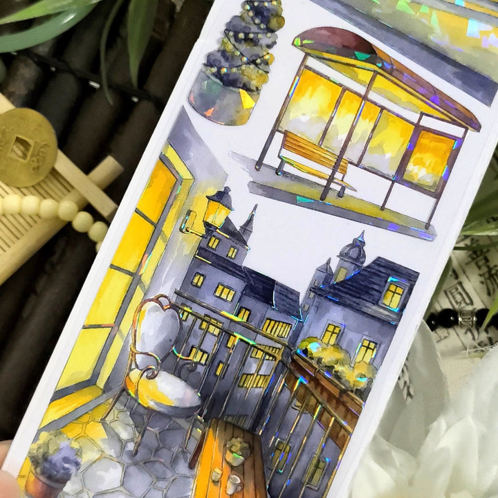 Scenery PET Tape Good Night Series wide loop collage PET tape