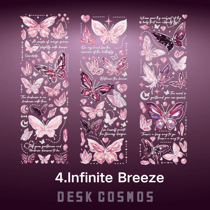 Butterfly Poem Series Infinite Breeze Embossed Stickers Vintage Scrapbook Art