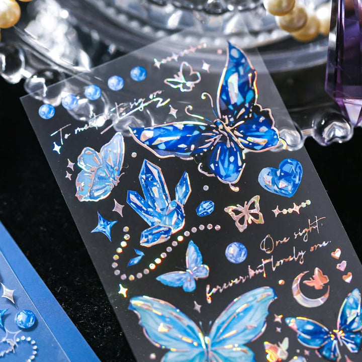 Butterfly Poem Romantic Silver Foil Stickers Elegant Scrapbook Art