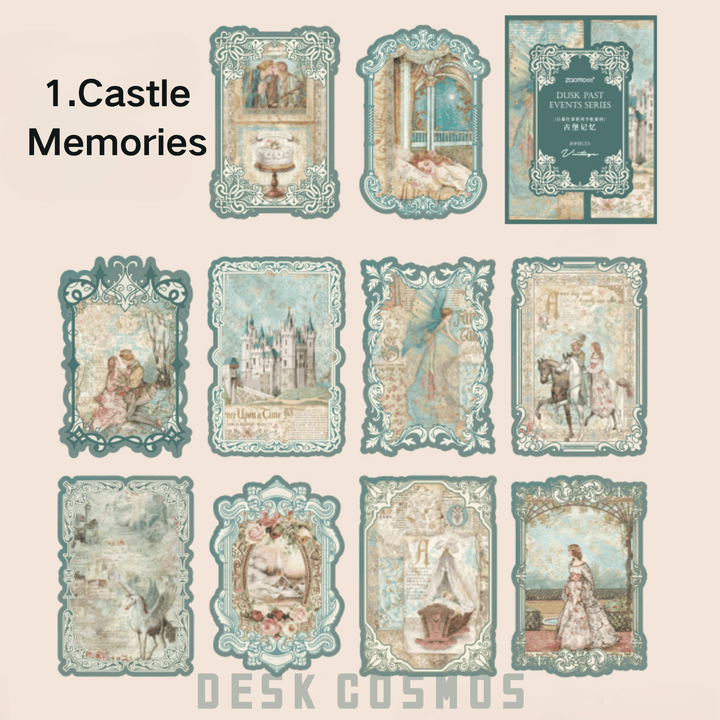 Once upon a time Castle Memory Retro Scrapbook Paper Floral Theme