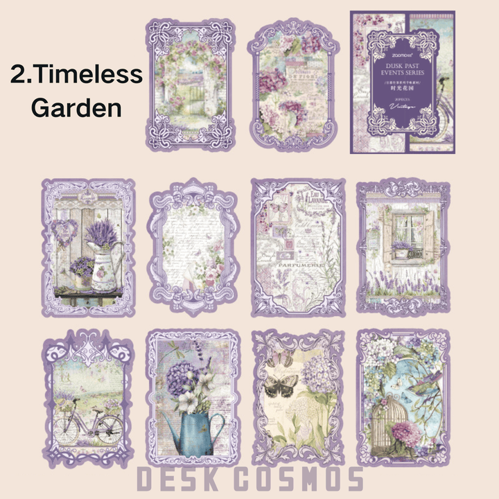 Once upon a time Garden of Time Retro Scrapbook Paper Botanical Theme