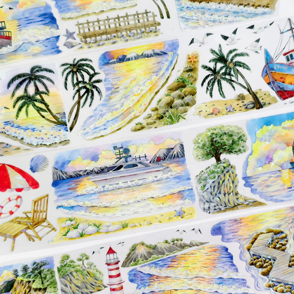 Ocean PET Tape Orange Sea Twilight Travel Scrapbook