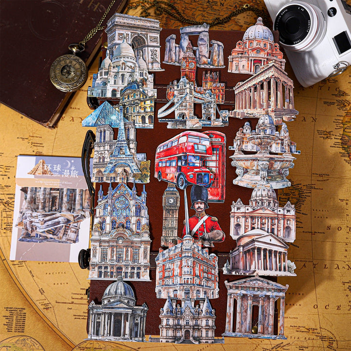 Global Comic Tour Paper Stickers Travel Journal Scenery Theme