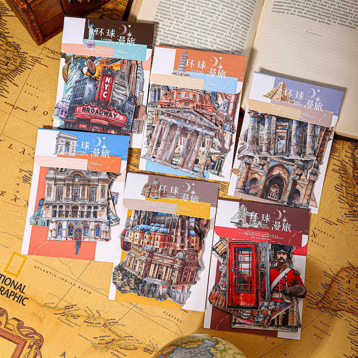 Global Comic Tour Paper Stickers Travel Journal Decorative