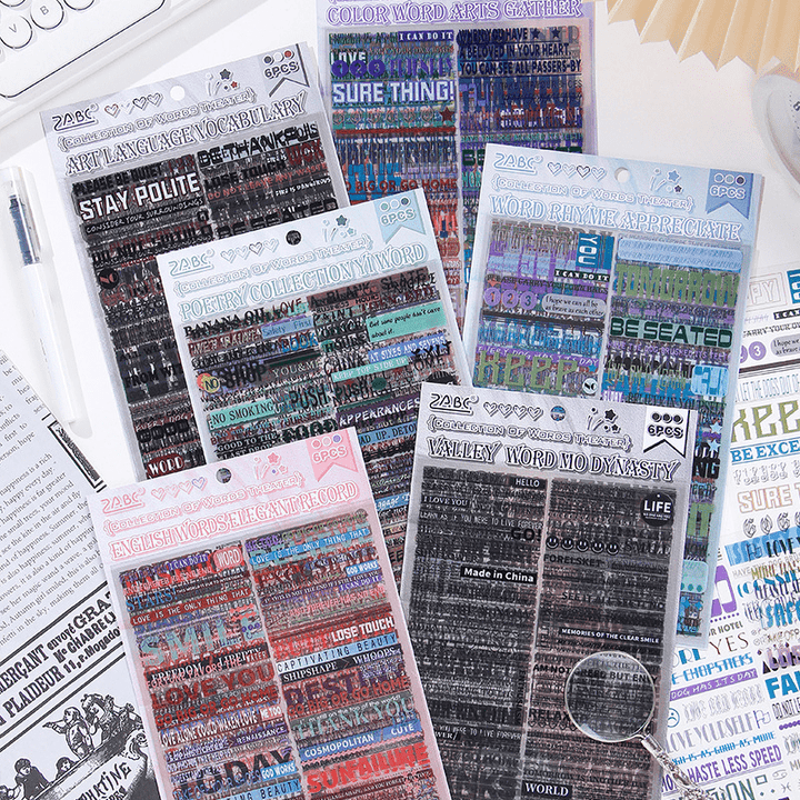 Language Theatre Text Stickers for Personal Artistic Journal