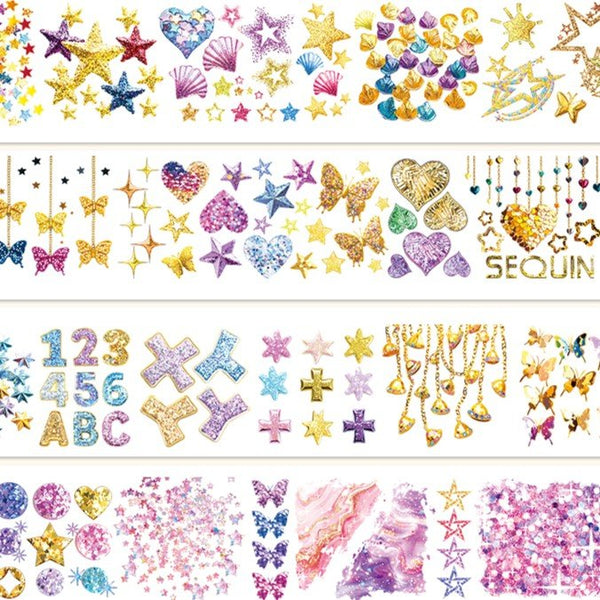 PET Tape Shiny Glitter Series Decorative Journal DIY Collage
