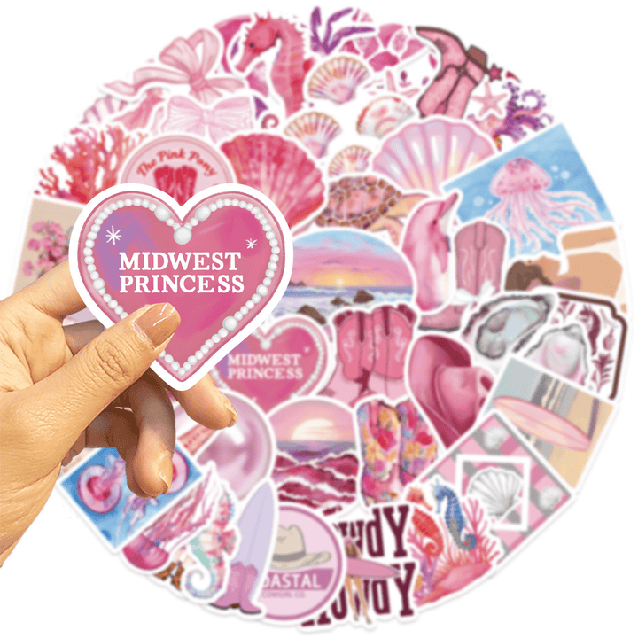 Pink Coast Stickers Cute Ocean Characters for Scrapbookers