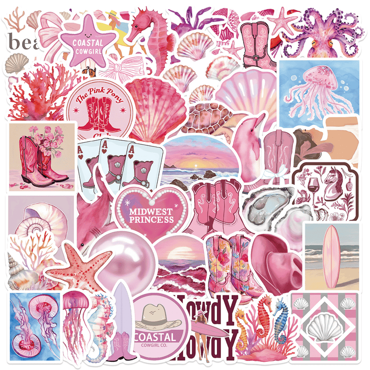 Pink Coast Stickers Sweet Ocean Travel Journal for Scrapbook