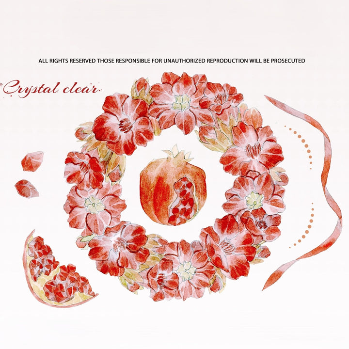 Pomegranate PET Tape Fruits Flower Theme