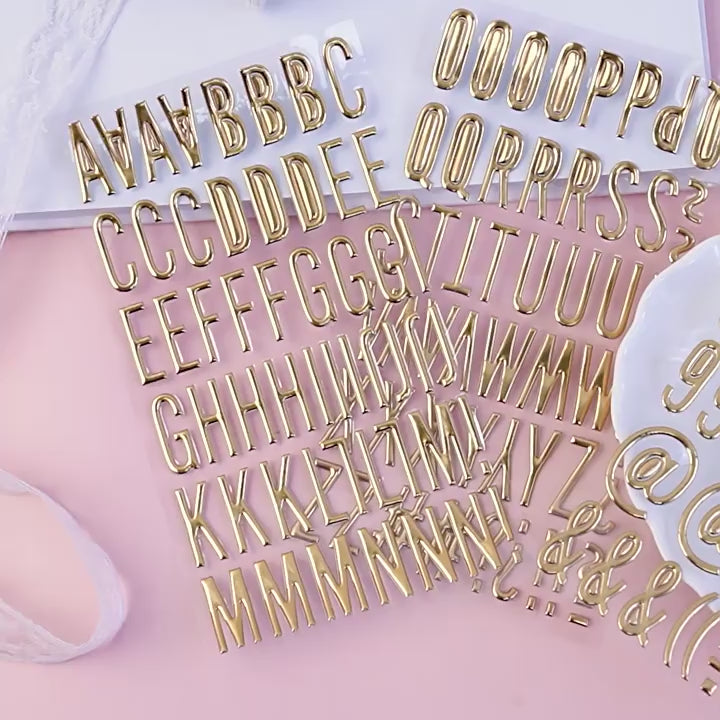 3D Stickers Gold Foil Decorative Alphabet Stickers for Scrapbook
