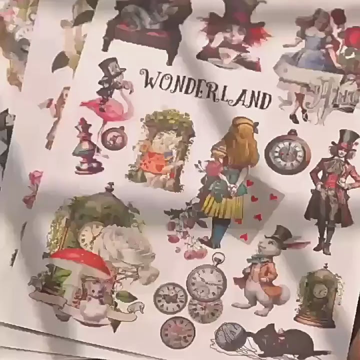 Easter Rub On Transfers Vintage Alice Wonderland Stickers