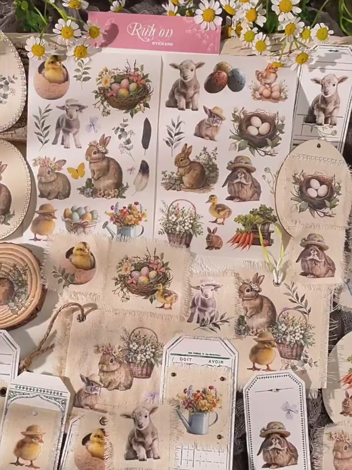 Spring Farm Transfer Stickers For Easter Themed Scrapbook Great For Scrapbook Decoration