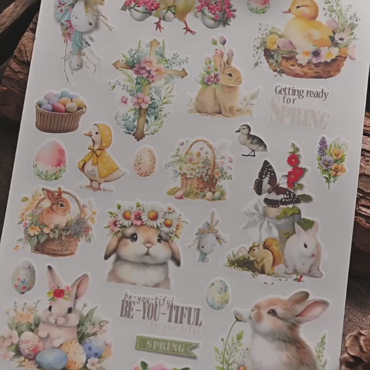 Vintage Easter Transfer Stickers With Bunny and Egg
