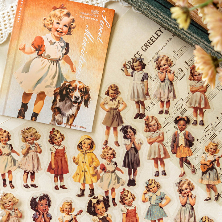 Pure Age PET Stickers Sweet Characters American Style DIY Craft