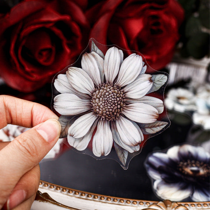 Retro Ink Rhyme Flower PET Stickers Gothic Theme