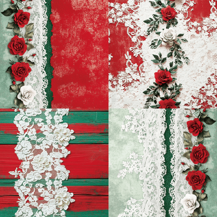 Retro Lace Border Craft Paper Floral Background Paper with vintage floral design