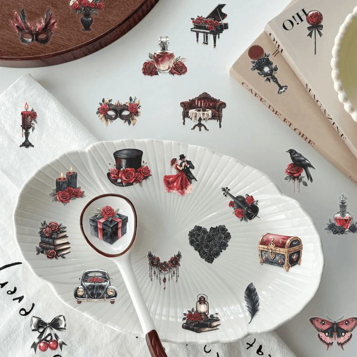 Retro Masquerade Stickers Transparent Flower Magic for Crafts