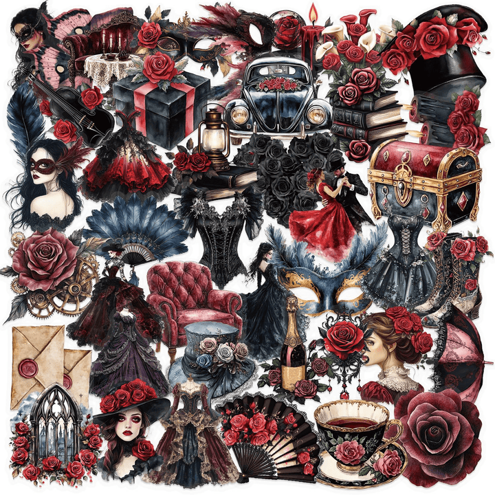 Masquerade Stickers Transparent Flower Magic Suitable for Scrapbook