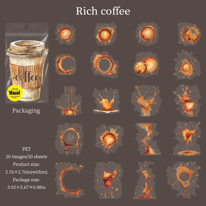 Color of Coffee PET Sticker Collection for Minimalist Journals