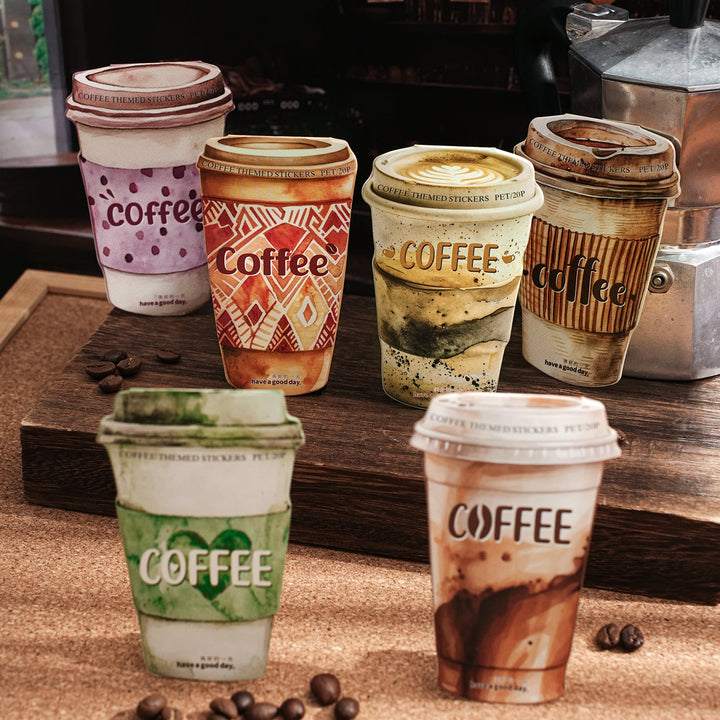 Retro PET Sticker Color of Coffee Vintage Aesthetic Sticker Pack