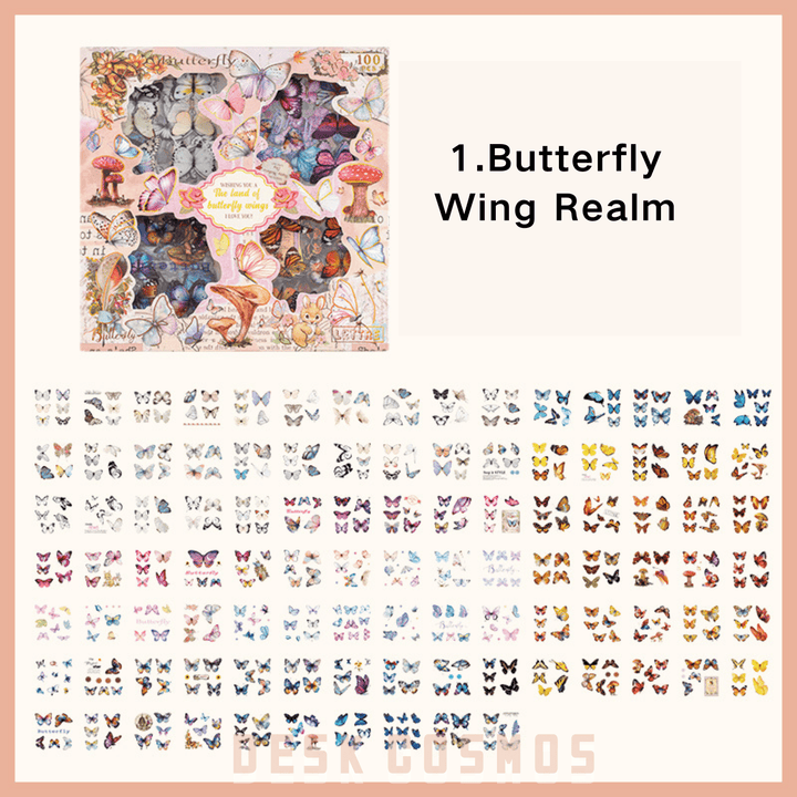 Box stickers Butterfly Realm Retro PET Stickers Hollow Gold Foil