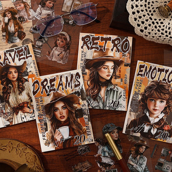 Tracing Back Time Retro Stickers Vintage Decoration for Handcrafts