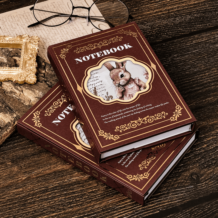 Gold Foil Hollow Rabbit Notebook Retro Easter Theme Planner