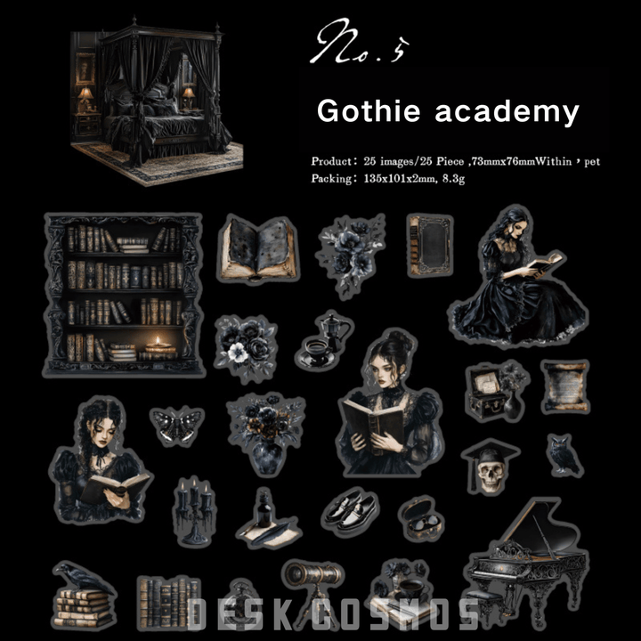 Black world Girl Goth Academy Retro Gothic Stickers