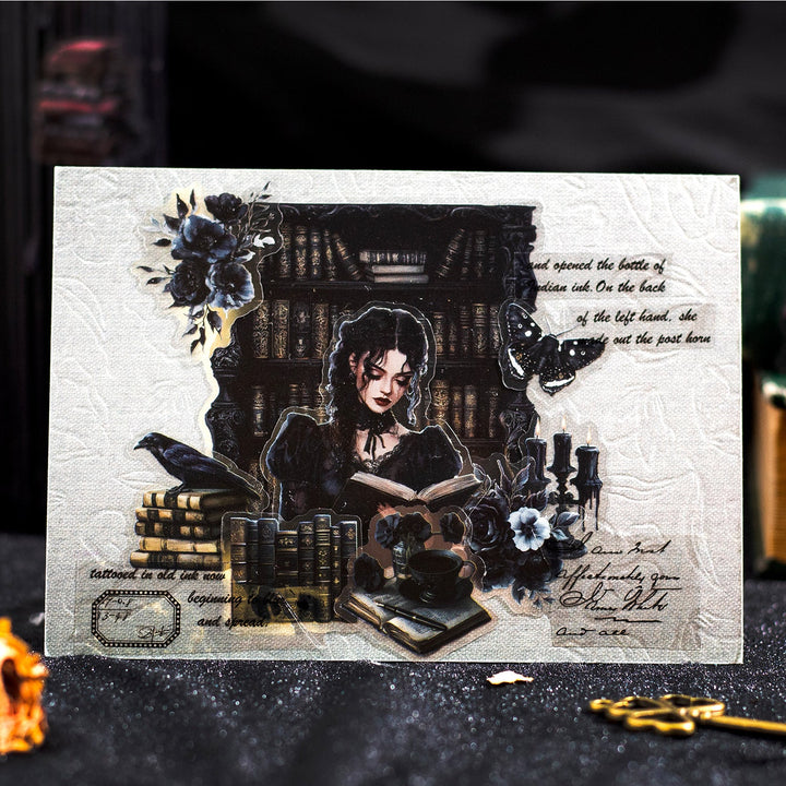 Black world Girl Retro Gothic Stickers Theme