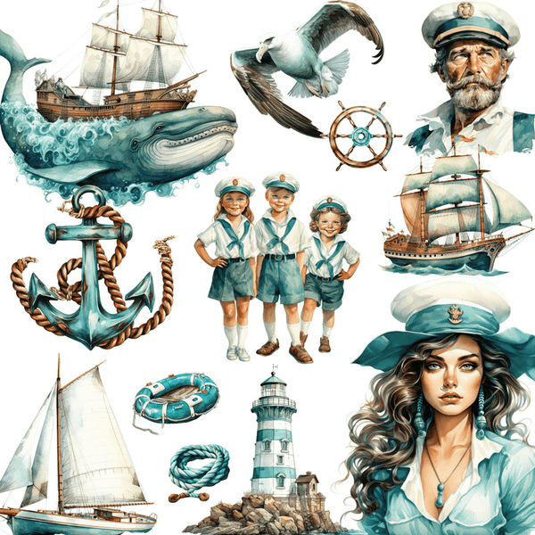 Retro Stickers Navy Sailor Journal Decor