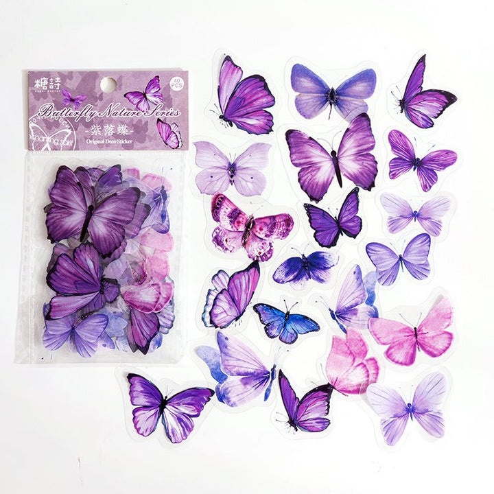 Retro Stickers PET Butterfly Nature Book Series Vintage Design