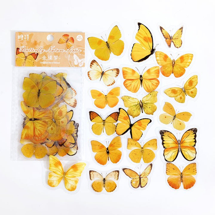 Retro Stickers PET Butterfly Nature Book Series Vintage Design
