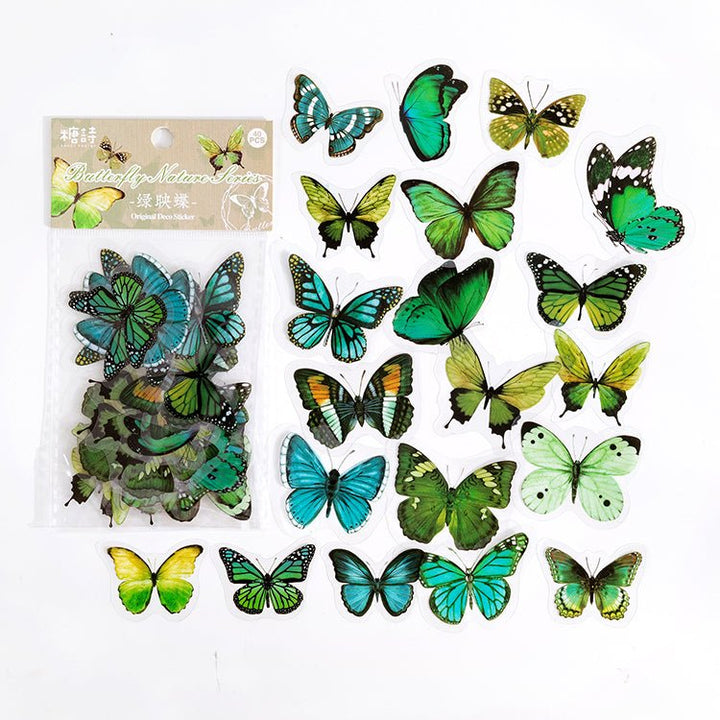 Retro Stickers PET Butterfly Nature Book Series Vintage Design