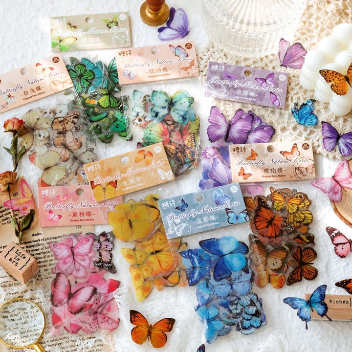 Butterfly Nature Book Series Blue Butterfly Retro Sticker