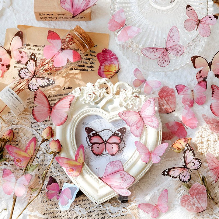 Butterfly Nature Book Series Pink Butterfly Retro Sticker
