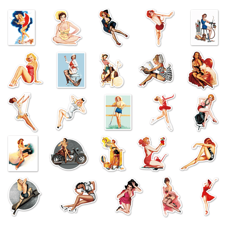 Poster Girl Retro Stickers Sexy for Luggage Decoration