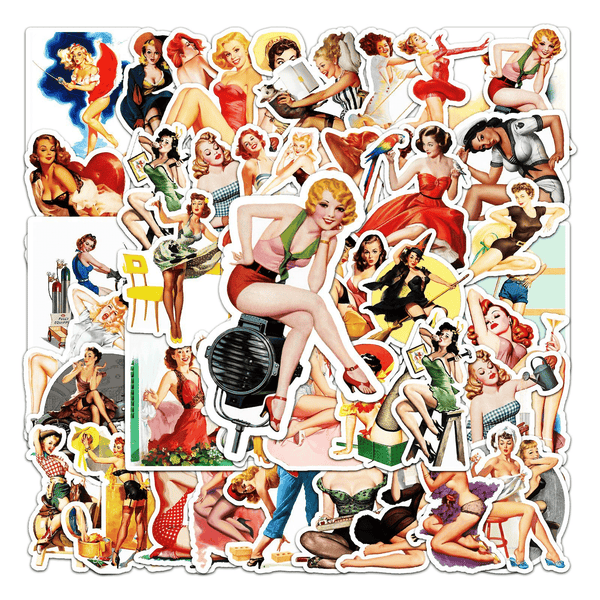 Poster Girl Retro Stickers Sexy for Artistic Collage