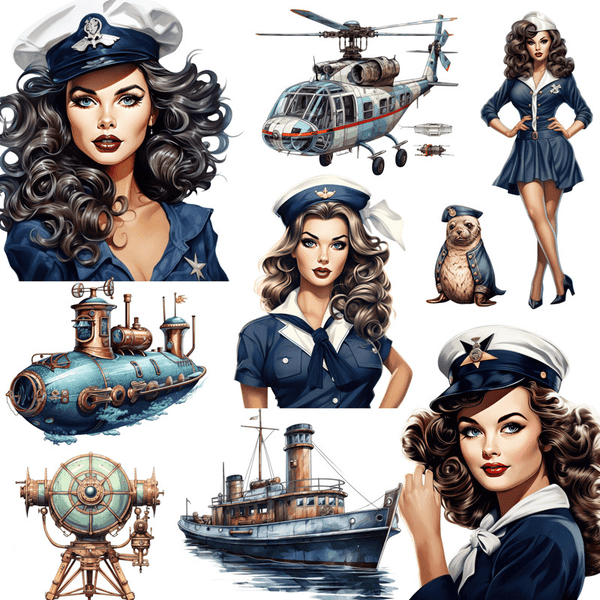 Retro Stickers Sailor Girl Journal