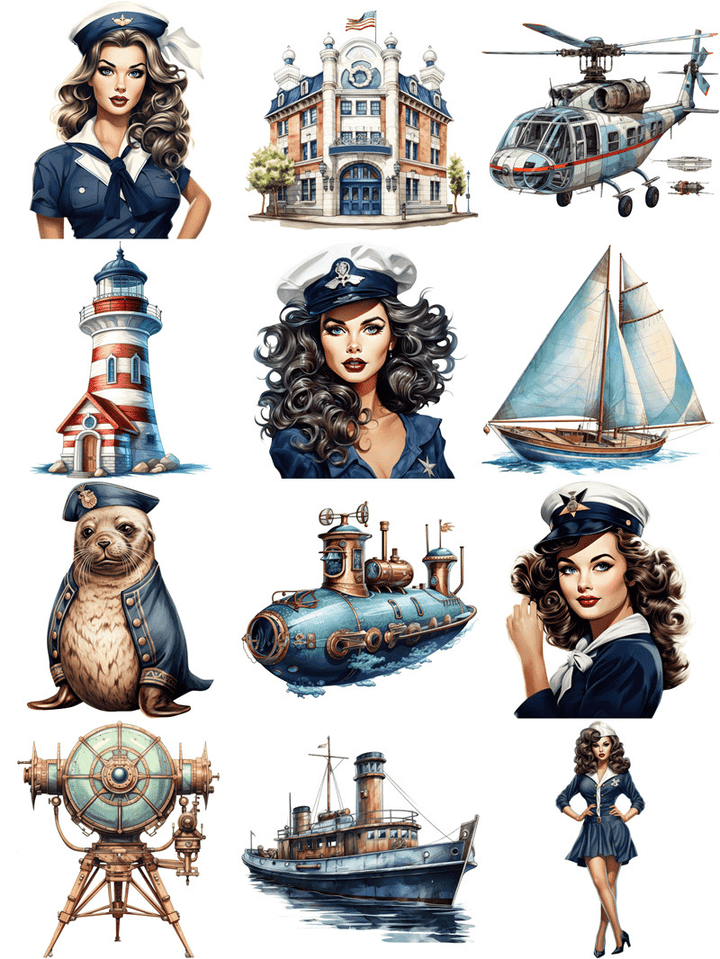 Retro Stickers Captain Girl Series