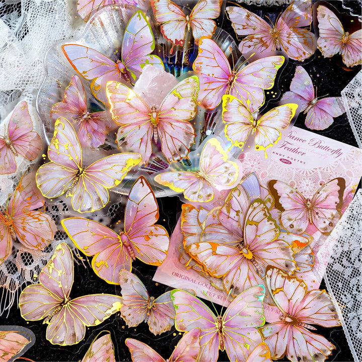 Flower Butterfly Series Elegant PET Stickers for Personalized Decoration