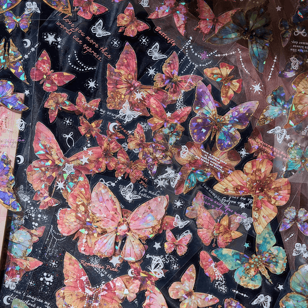 Romantic Butterfly Series PET Stickers Vibrant Art Stickers for Planners